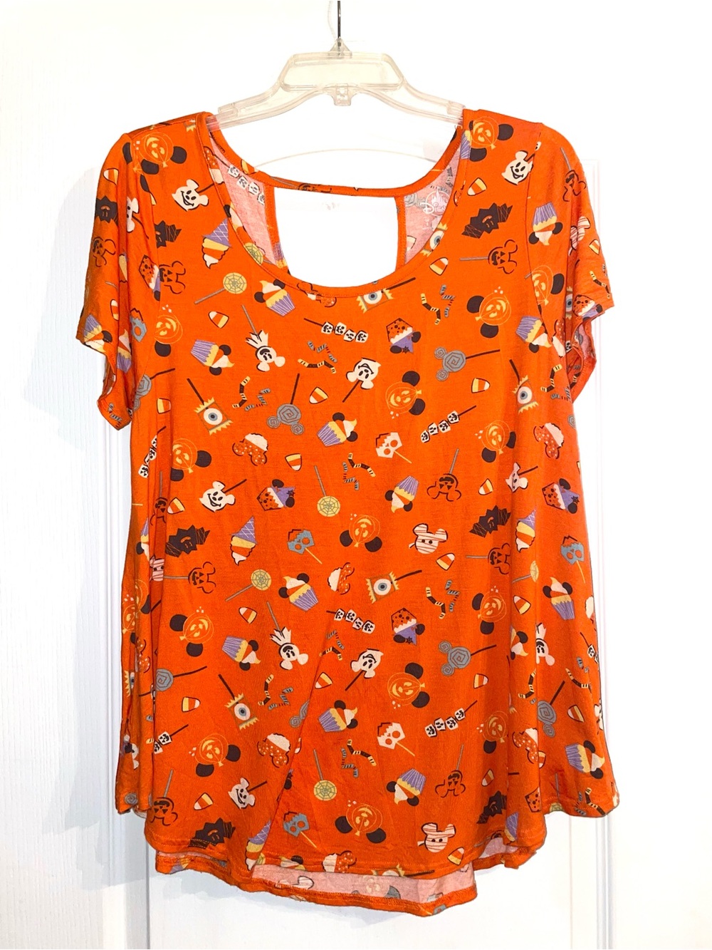 Disney Parks Orange Halloween Snacks Women Top Tee Oversize L (Fits 2X)